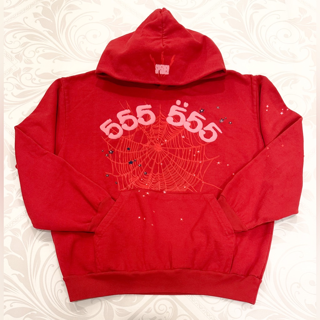 Young Thug's Sp5der Red Angel Number 555 Red Hoodie Size Large